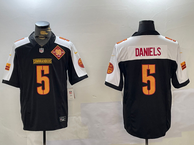 Men's Washington Commanders Jayden Daniels #5 Black Alternate Vapor Limited Jersey1