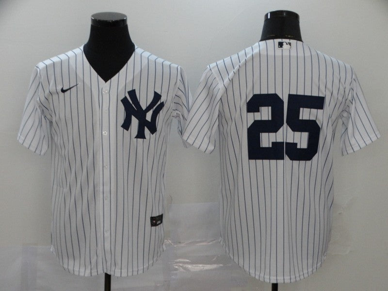 Men's New York Yankees Jason Giambi #25 White Replica Player Name Jersey1