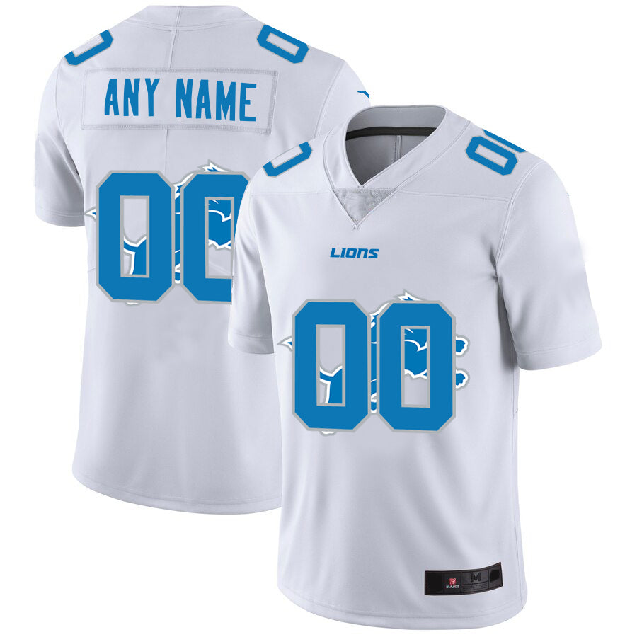 Custom1 Detroit Lions White Team Big Logo Vapor Untouchable Limited Jersey1 Stitched American Football Jerseys