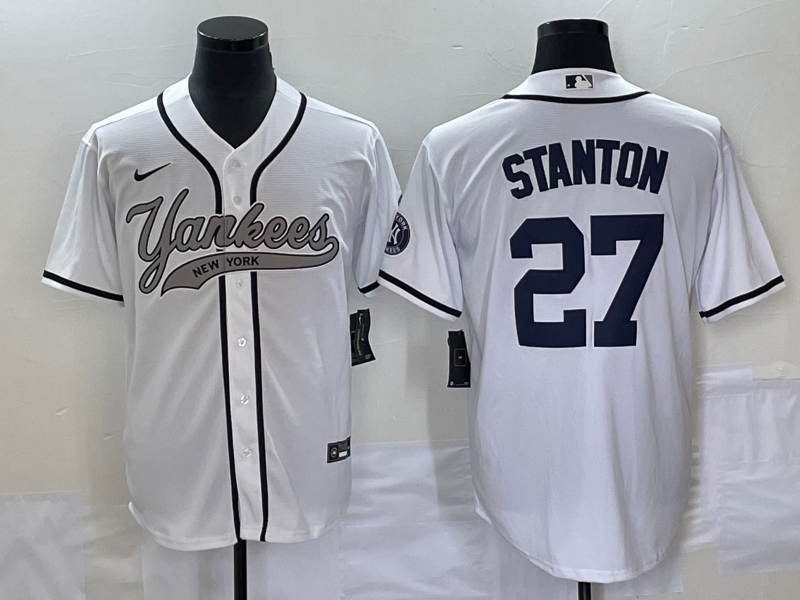 Men's New York Yankees Giancarlo Stanton #27 White Player Jersey1 Joint Edition