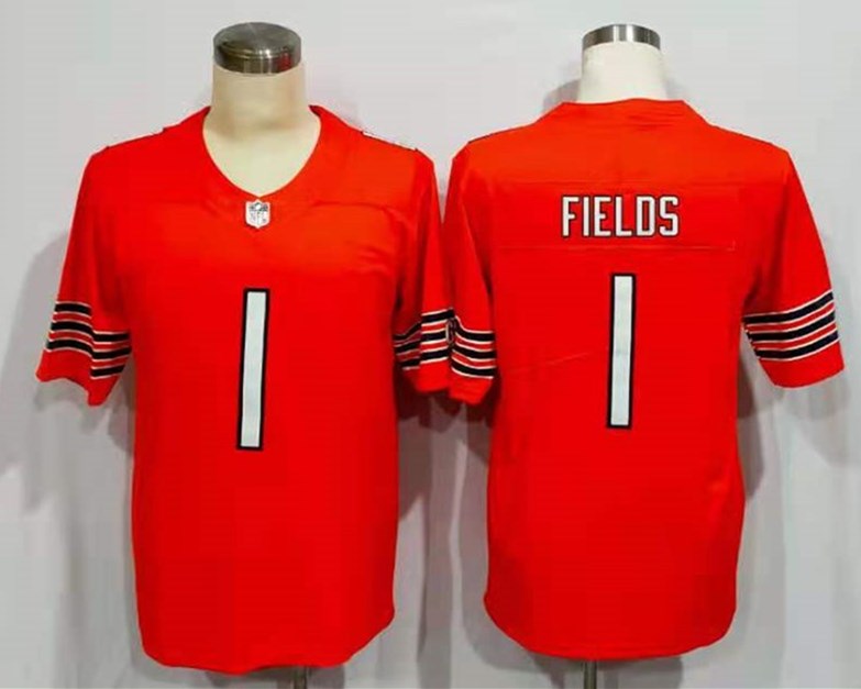 Men's Chicago Bears Justin Fields #1 Orange Player Game Jersey1