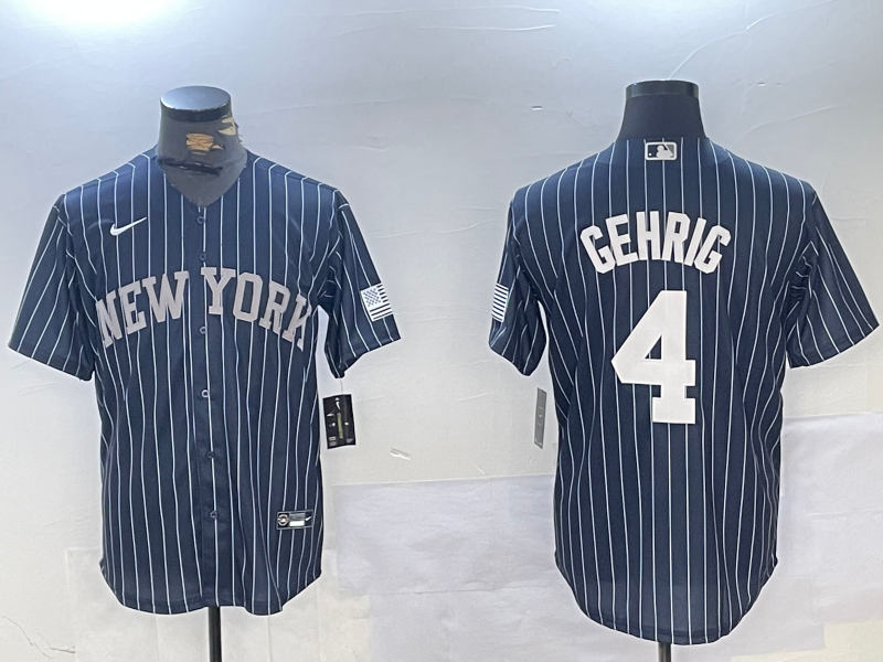 Men's New York Yankees Lou Gehrig #4 Navy Replica Player Jersey1