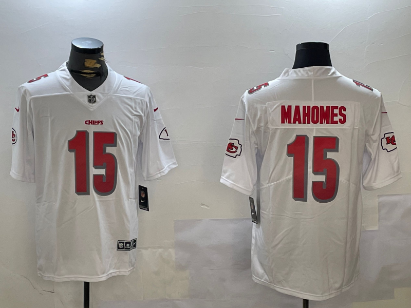 Men's Kansas City Chiefs Patrick Mahomes #15 White Team Game Jersey1