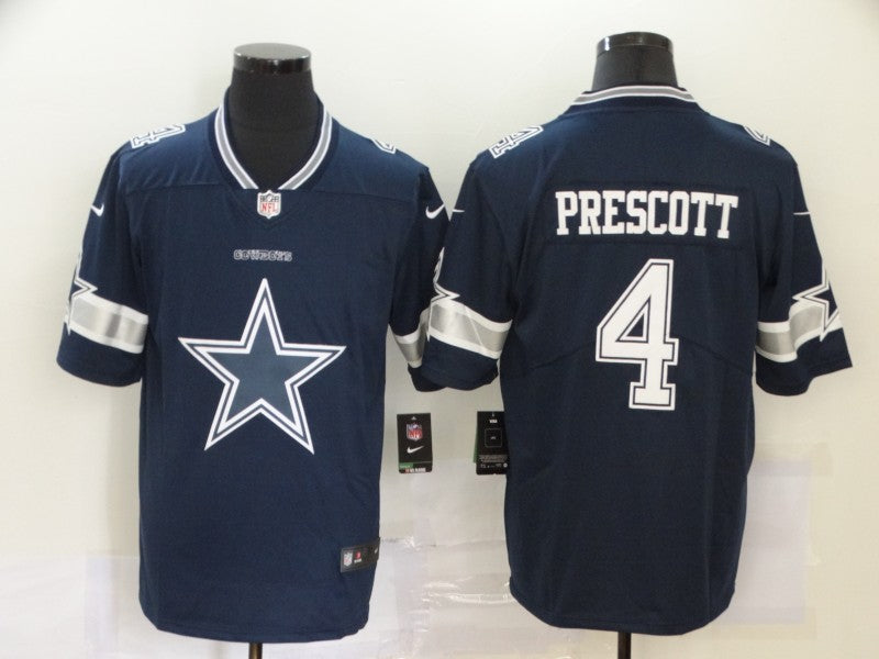 Men's Dallas Cowboys Dak Prescott #4 Navy Player Game Jersey1