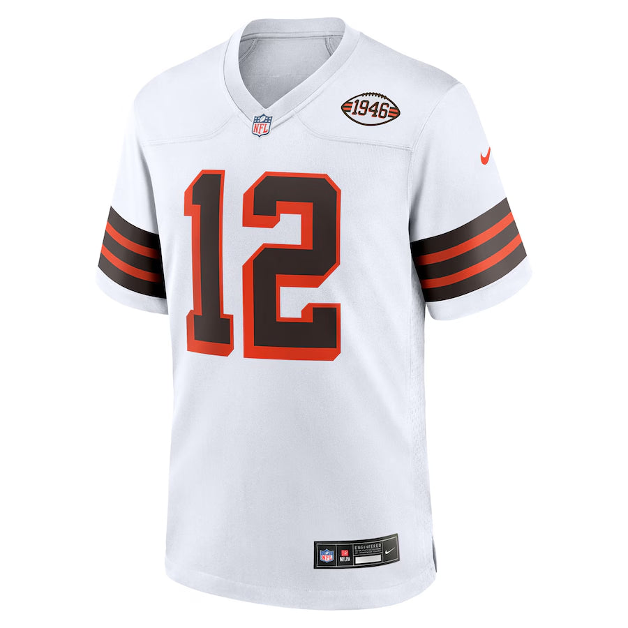 Men's Cleveland Browns Shedeur Sanders  White 2025  Draft 2nd Alternate Game Jersey