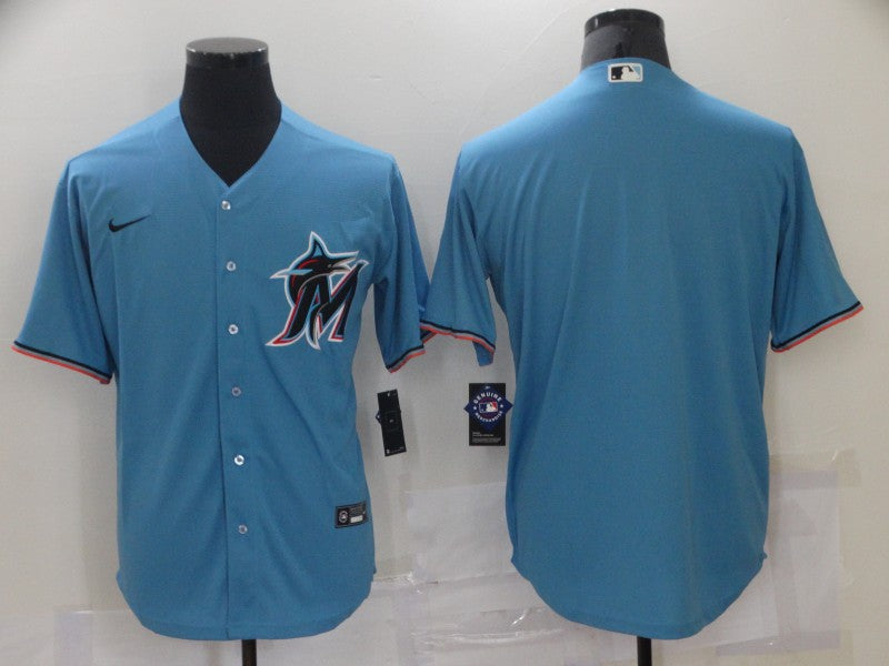 Men's Miami Marlins Blue Alternate Replica Blank Jersey1