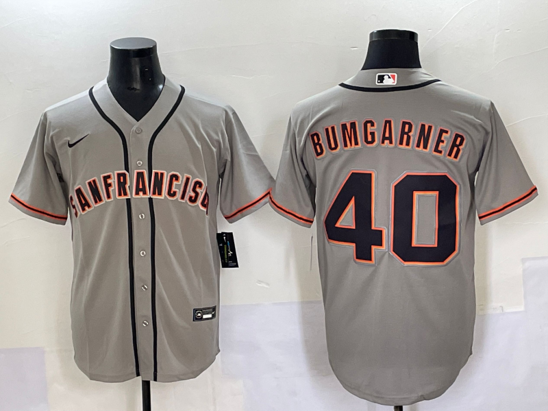 Men's San Francisco Giants Madison Bumgarner #40 Gray Replica Player Jersey