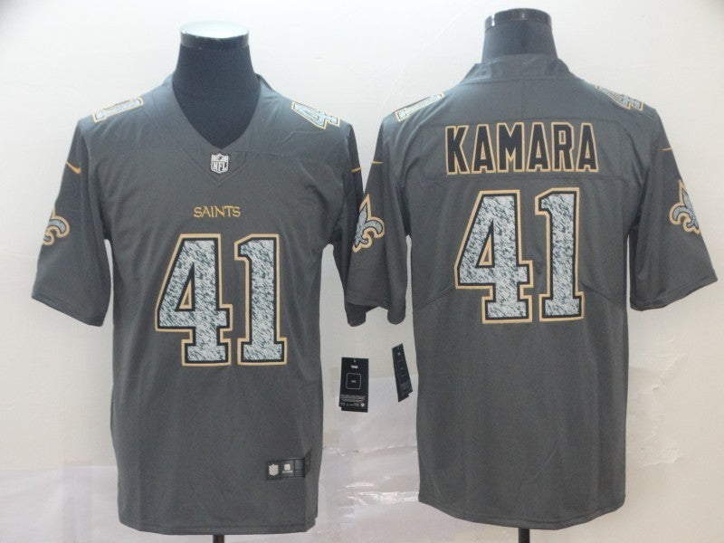 Men's New Orleans Saints Alvin Kamara #41 Gray Player Game Jersey1