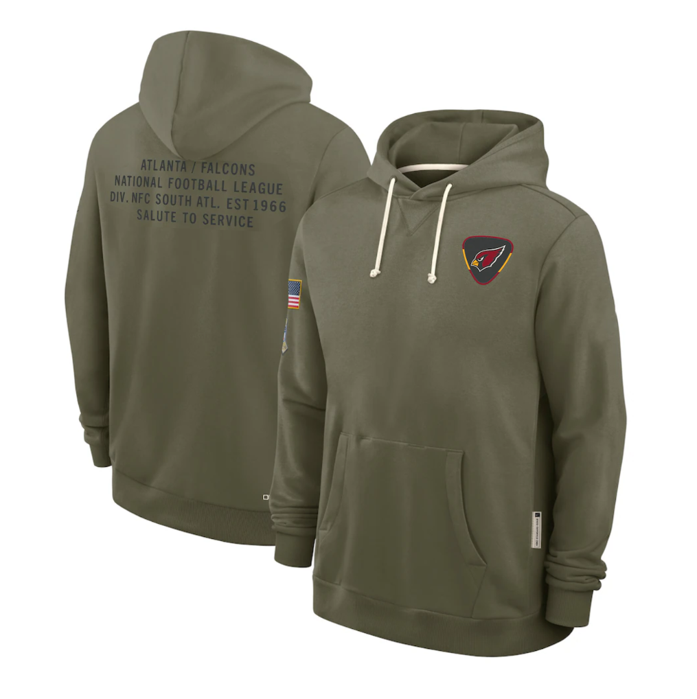 Men's Arizona Cardinals Olive 2025 Salute to Service Sideline Standard Issue Dri-FIT Hoodie