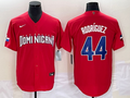 Men's 2023 World Baseball Classic #44 Julio Rodriguez Dominican Republic Red Jersey1