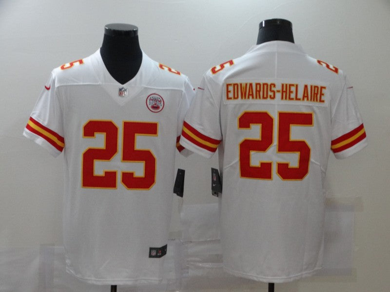 Men's Kansas City Chiefs Clyde Edwards-Helaire #25 White Game Jersey1