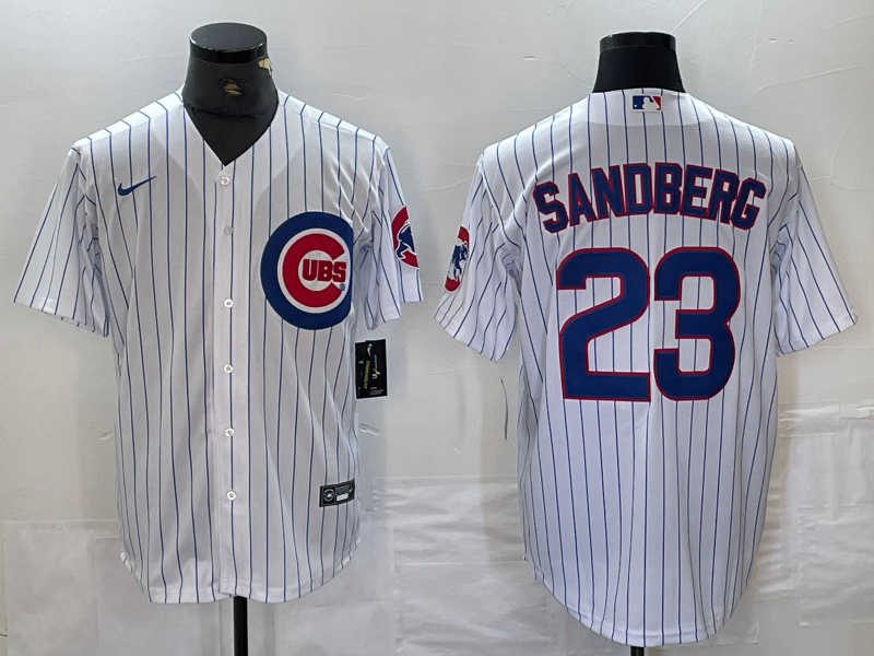 Men's Chicago Cubs Ryne Sandberg #23 White Replica Baseball Jersey1
