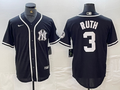 Men's New York Yankees Babe Ruth #3 Black Limited Jersey1