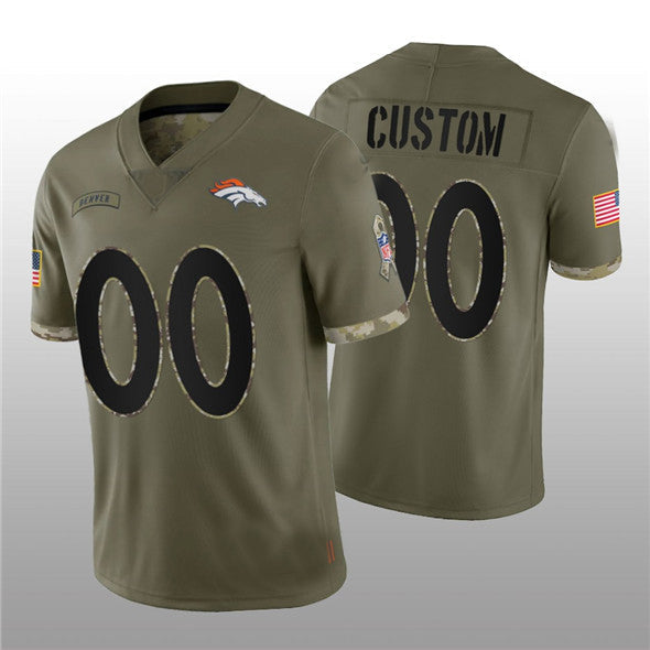 Custom1 Denver Broncos ACTIVE PLAYER 2022 Olive Salute To Service Limited Stitched Jersey1  American Football Jerseys