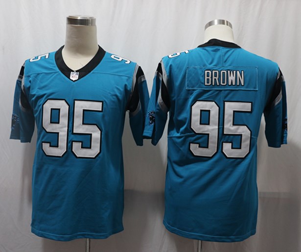 Men's Carolina Panthers Derrick Brown #95 Blue Player Game Jersey1