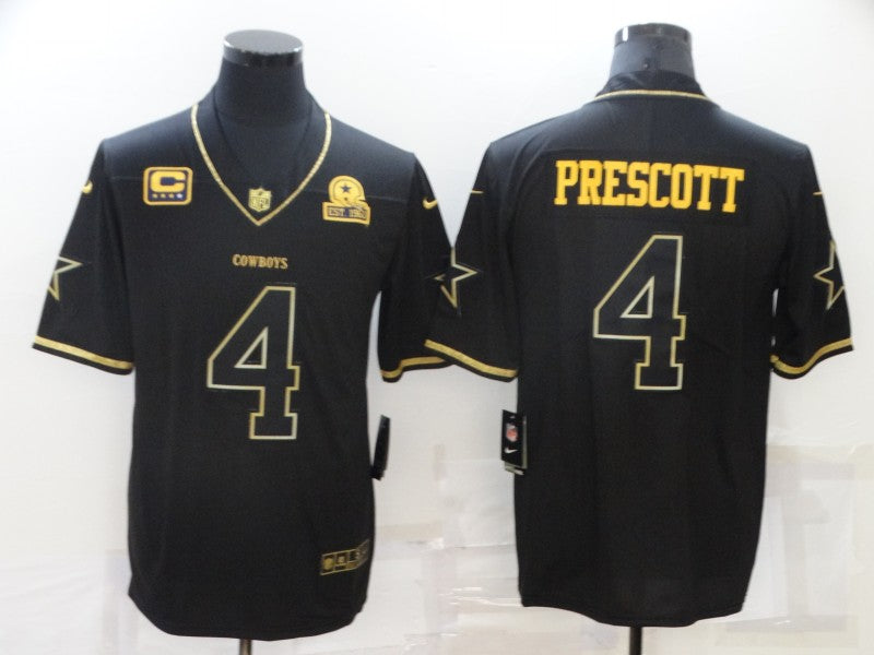 Men's Dallas Cowboys Dak Prescott #4 Black Game Player Jersey1