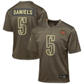 Youth Washington Commanders Jayden Daniels  Olive 2025 Salute to Service Game Jersey