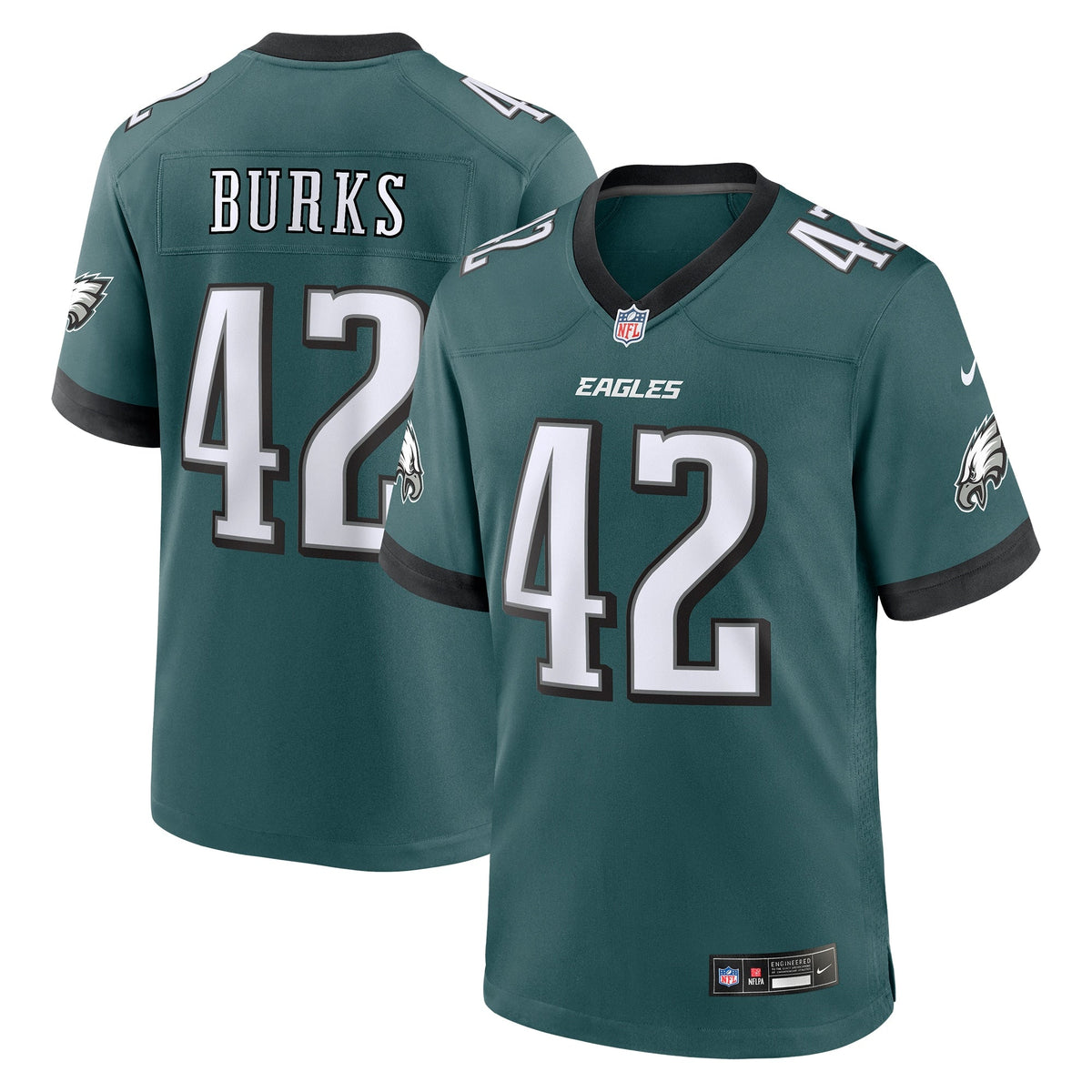 Oren Burks Philadelphia Eagles   Game Jersey - Midnight Green
