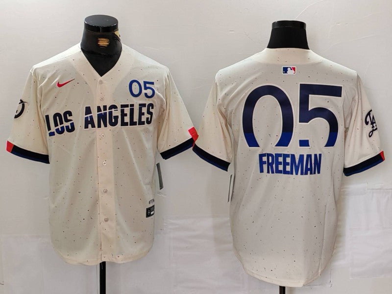 Men's Los Angeles Dodgers Freddie Freeman #5 Cream 2024 City Connect Limited Player Jersey1