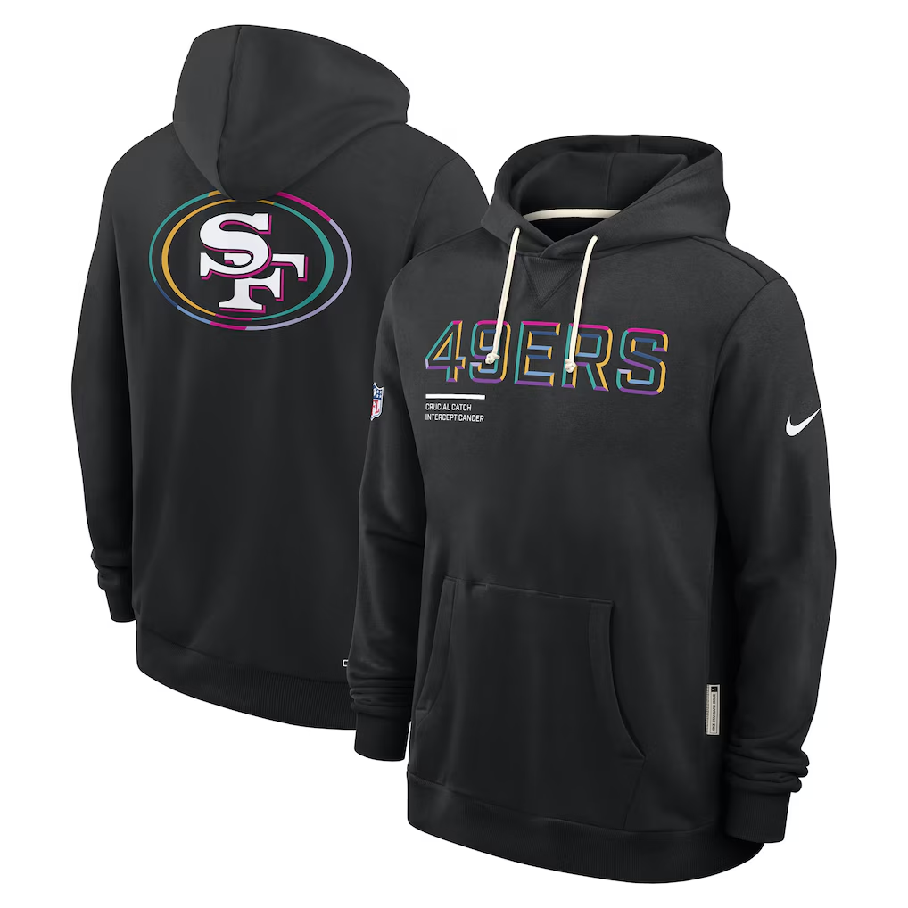 Men's San Francisco 49ers  Black 2025  Crucial Catch Sideline Standard Issue Dri-FIT Hoodie