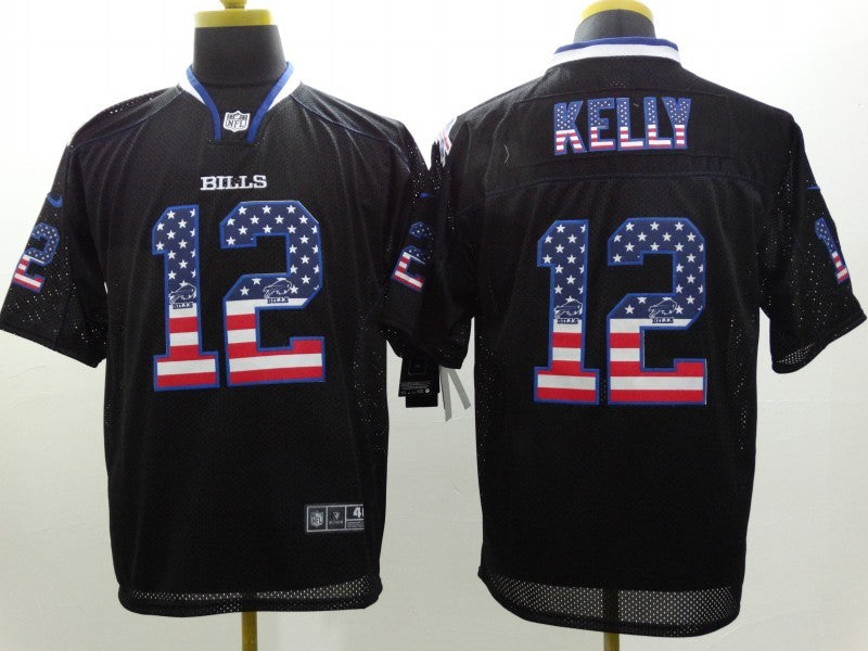 Men's Buffalo Bills Jim Kelly #12 Black Game Jersey1