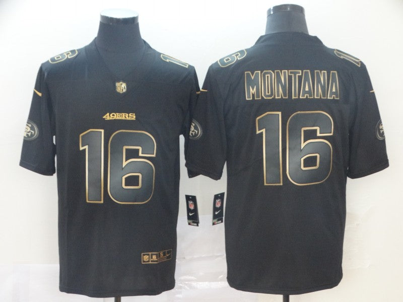 Men's San Francisco 49ers Joe Montana #16 Black Authentic Game Jersey1