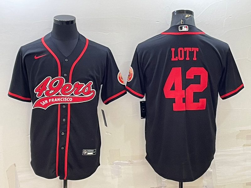 Men's San Francisco 49ers Ronnie Lott #42 Black Game Jersey1 Joint Edition