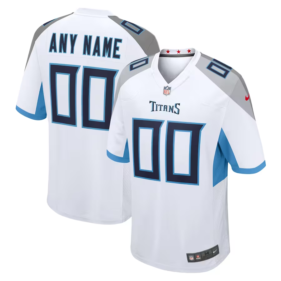 Custom Tennessee Titans White Game Jersey1