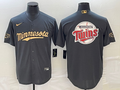 Men's Minnesota Twins Dark Grey Replica Player Jersey1