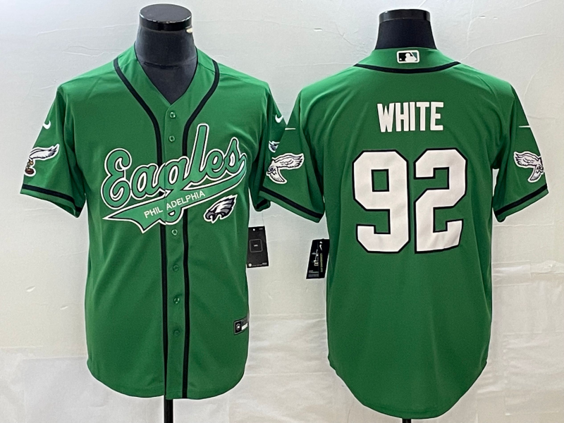 Men's Philadelphia Eagles Reggie White #92 Kelly Green Game Jersey1 Joint Edition