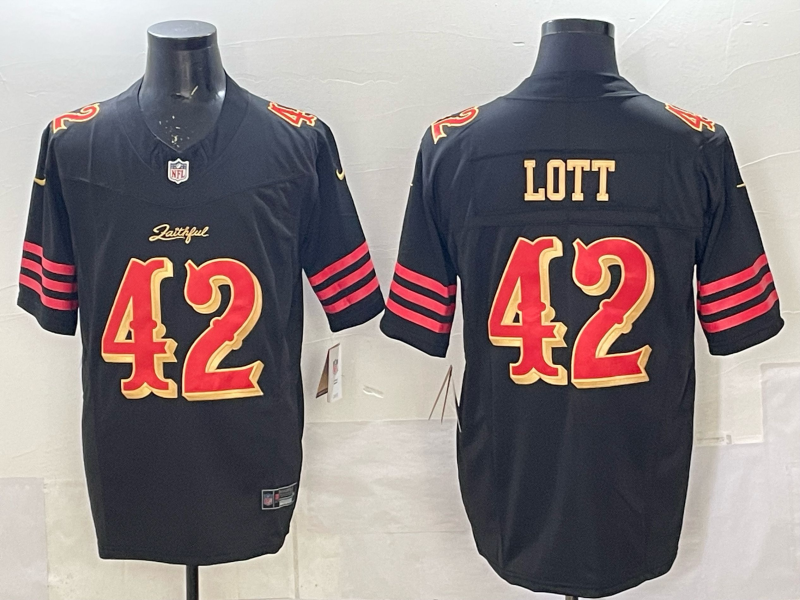 Men's San Francisco 49ers Ronnie Lott #42 Black 2025 Rivalries Collection Limited Jersey