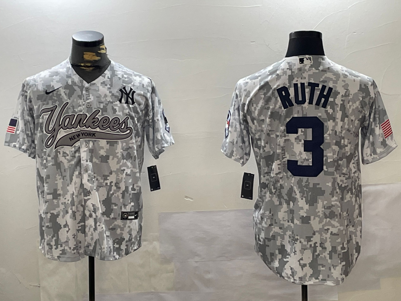 Men's New York Yankees Babe Ruth #3 Arctic Camo 2024 Salute to Service Limited Jersey1