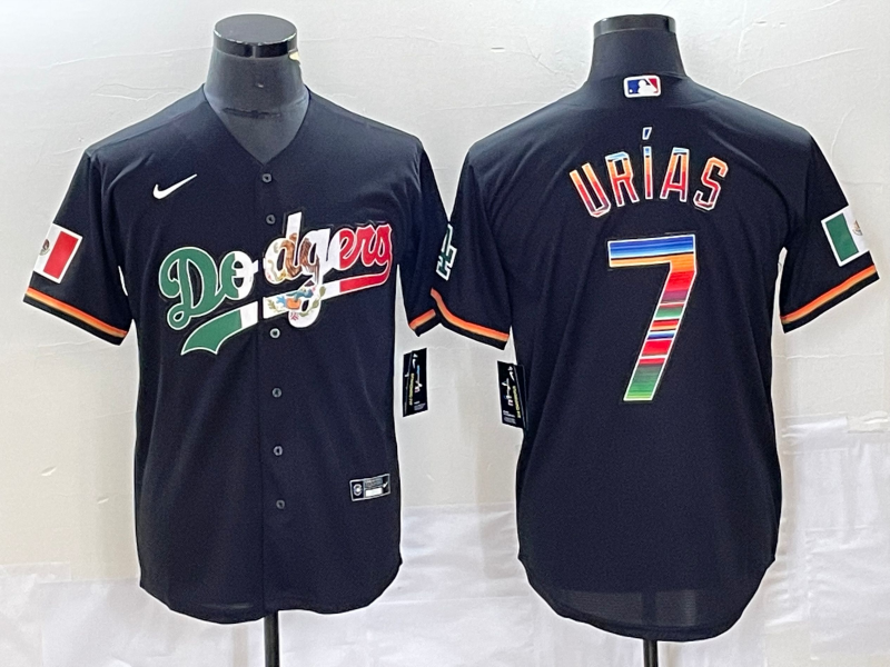 Men's Los Angeles Dodgers Julio Urias #7 Black Alternate Replica Player Jersey1