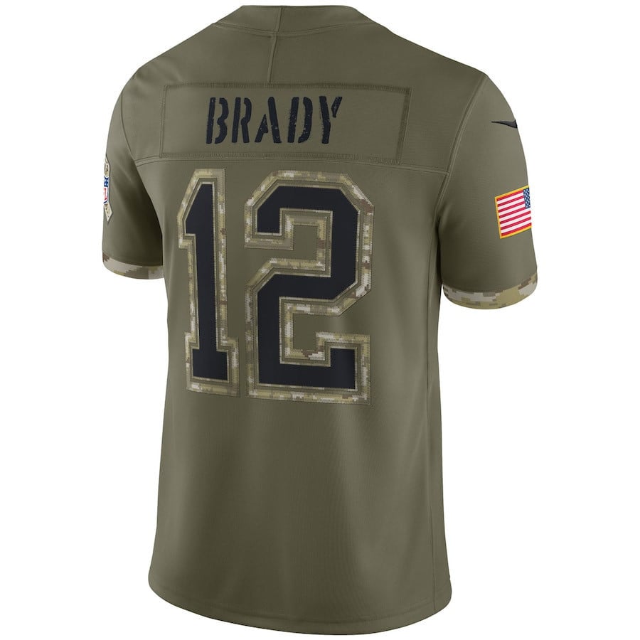 Tom Brady Tampa Bay Buccaneers 2022 Salute To Service Limited Jersey - Olive