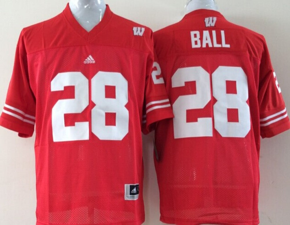 Men's Wisconsin Badgers Montee Ball #28 Red Player Game Jersey