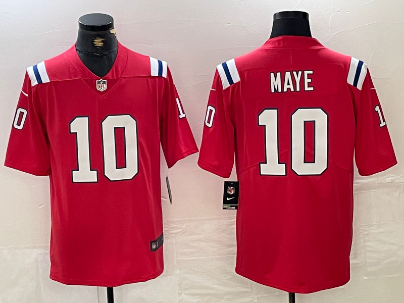 Men's New England Patriots Drake Maye #10 Red Player Game Jersey1