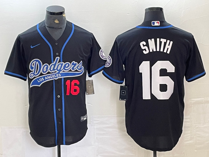 Men's Los Angeles Dodgers Will Smith #16 Black Player Jersey1 Joint Edition
