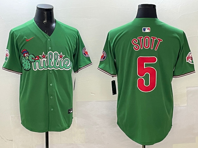 Men's Philadelphia Phillies Bryson Stott #5 Green Replica Team Jersey1