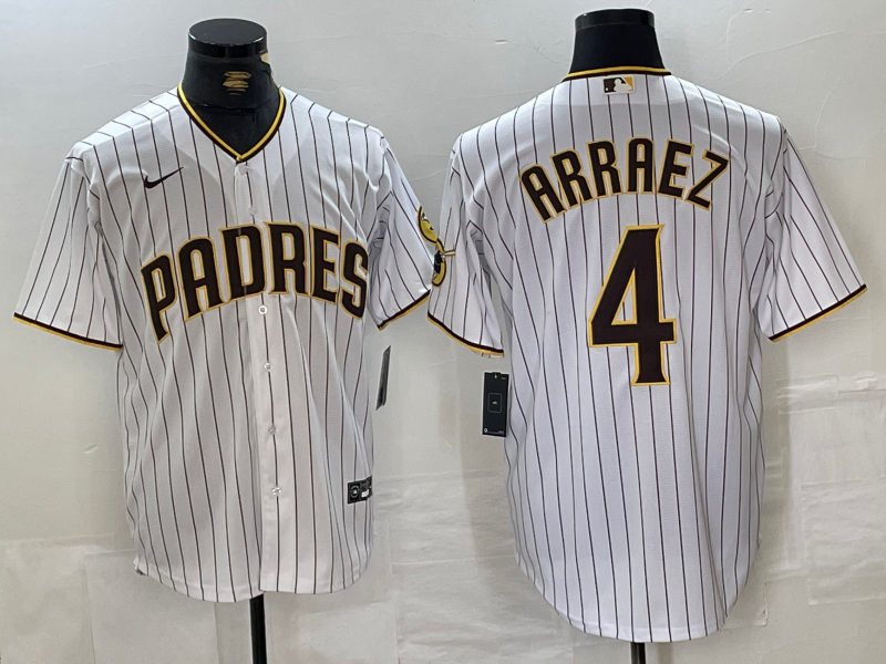Men's San Diego Padres Luis Arraez #4 White Replica Player Jersey1