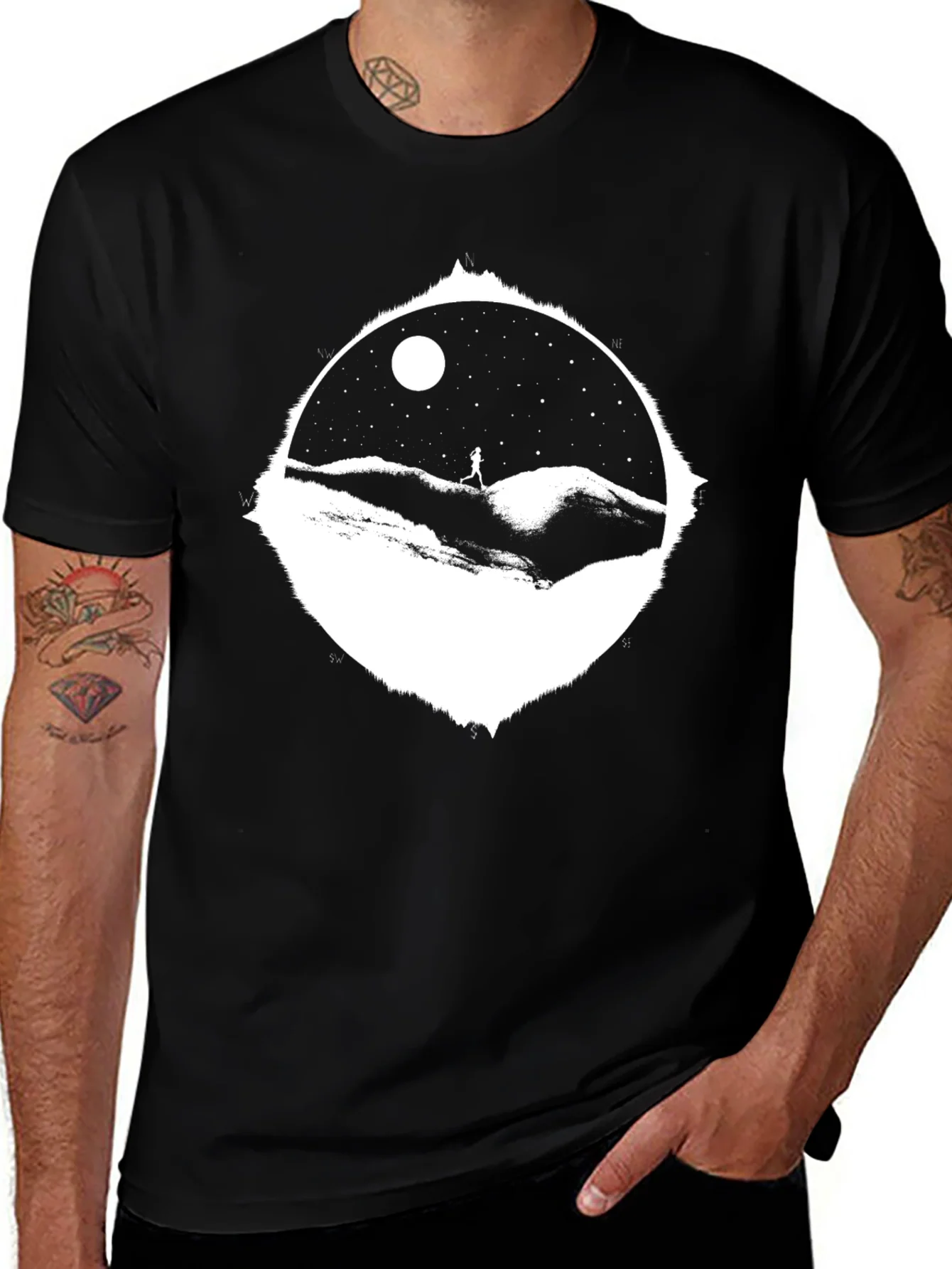 Starry Night Run T-Shirt - Black Cotton Tee