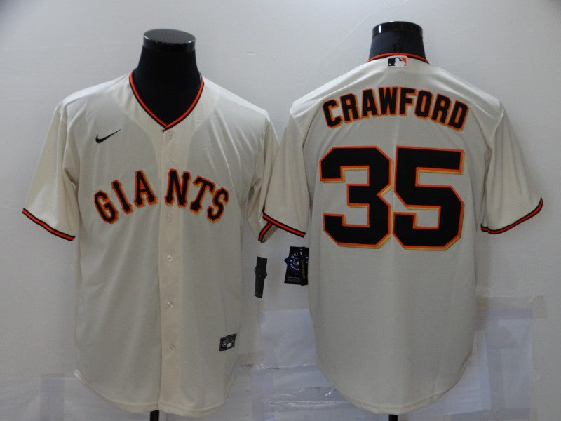 Men's San Francisco Giants Brandon Crawford #35 Beige Replica Baseball Jersey1