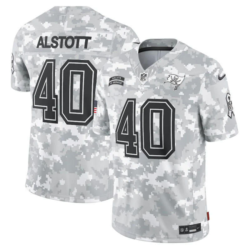 Men's Tampa Bay Buccaneers Mike Alstott #40 Arctic Camo 2024 Salute to Service Retired Player Limited Jersey1