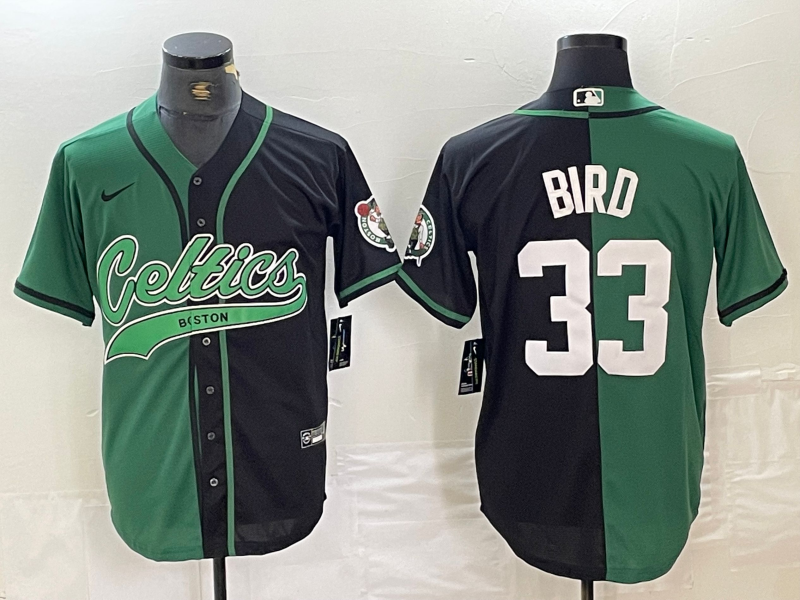 Men's Boston Celtics Larry Bird #33 Green/Black Replica Player Jersey