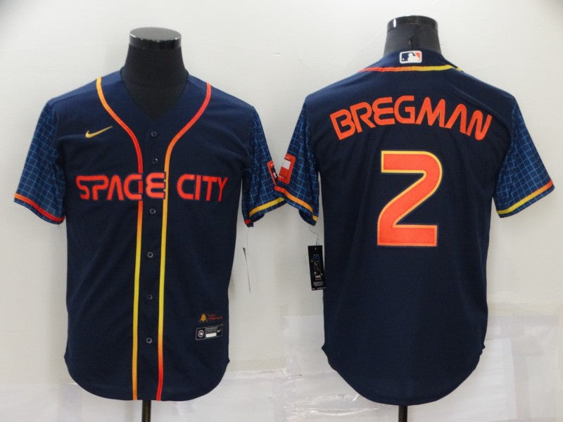 Men's Houston Astros Alex Bregman #2 Navy Space City Jersey1