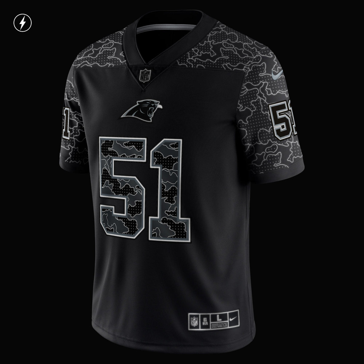 Sam Mills Carolina Panthers  Retired   RFLCTV Limited Jersey - Black