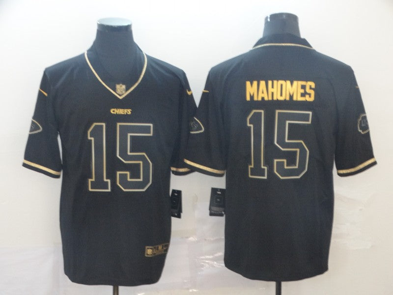 Men's Kansas City Chiefs #15 Patrick Mahomes Black Player Game Jersey1