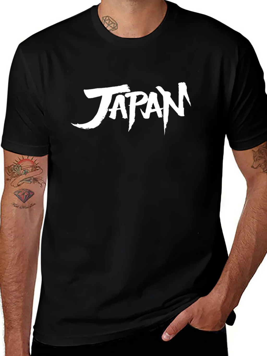 Japan Graphic Tee - Black Cotton Casual T-Shirt
