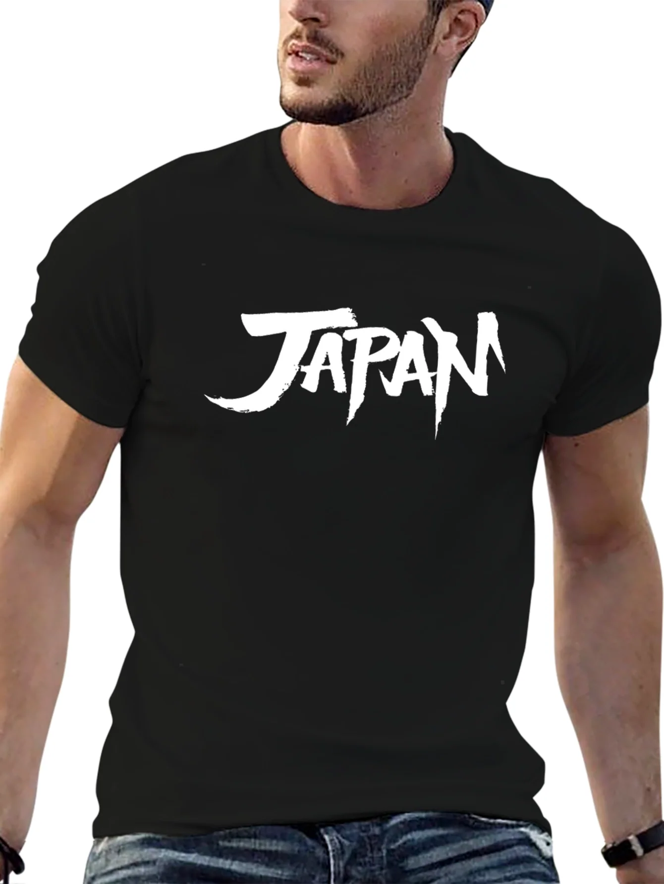 Japan Graphic Tee - Black Cotton Casual T-Shirt