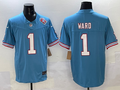 Men's Tennessee Titans Cameron Ward #1 Light Blue 2025  Draft First Round Pick Game Jersey