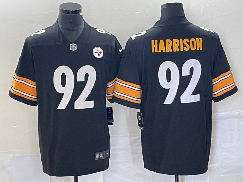 Men's Pittsburgh Steelers James Harrison #92 Black Retired Game Jersey1
